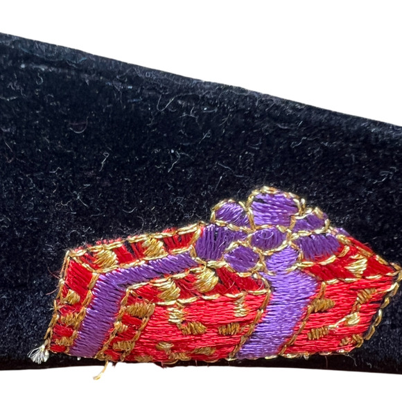 Vtg DONNA LAWRENCE Toya Women 7M Black Velvet Christmas Slip On Shoes XMAS Flats - Picture 13 of 16